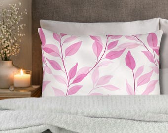 Pink Watercolor Leaves Pillow Sham | Oeko-Tex Cotton