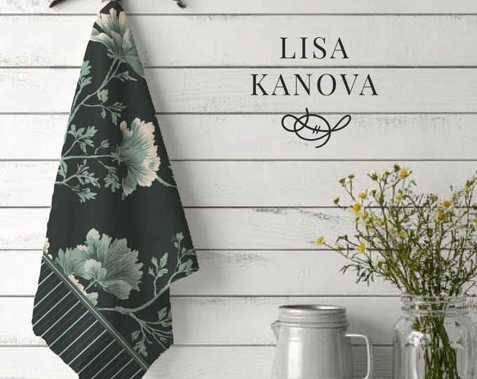 100% Cotton Tea Towel by Lisa Kanova in After Hours Botanica from The Heritage Toile Collection