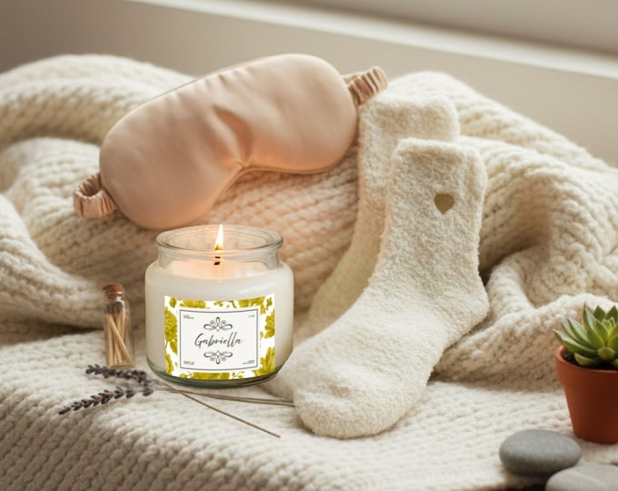 Personalized Luxury 4oz Clear Candle & Champagne Mask Gift Set