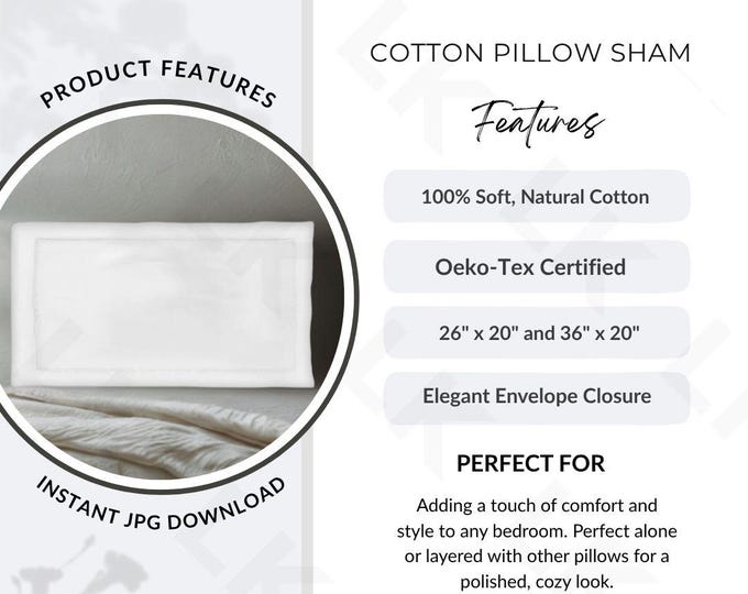 Etsy Listing Photo | Cotton Pillow Sham Features Image (JPG Download)