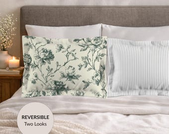 100% Cotton Reversible Pillow Shams – Proper Sage Garden Toile Collection