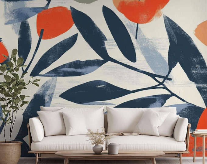 Soiree at the Lagoon | Wall Mural Digital Download, Large Floral Print File, Bold Home Decor, Interior Design, Maximalist Wall