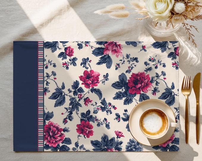 Exclusive Designer Pattern Placemat | 100% Cotton Twill in Afternoon Garden