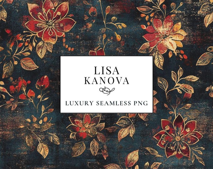 Floral Seamless Pattern – Vintage European Textile Design (PNG Digital Download)