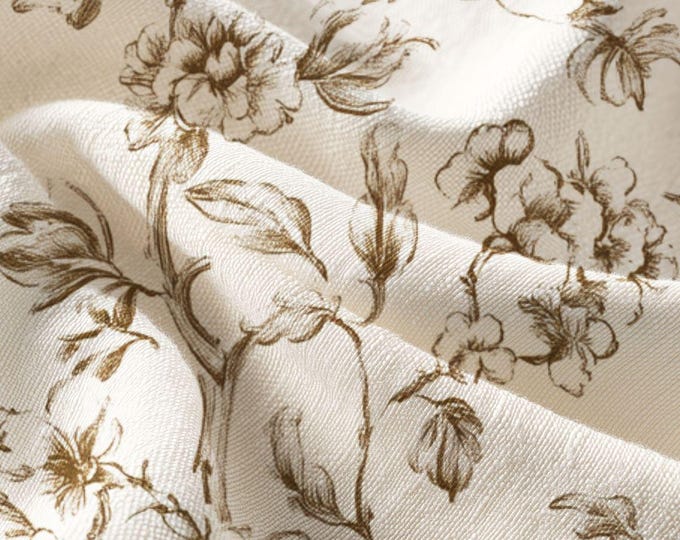 Pima Cotton Fabric, Tapestry Taupe Garden Print, Apparel & Home Decor