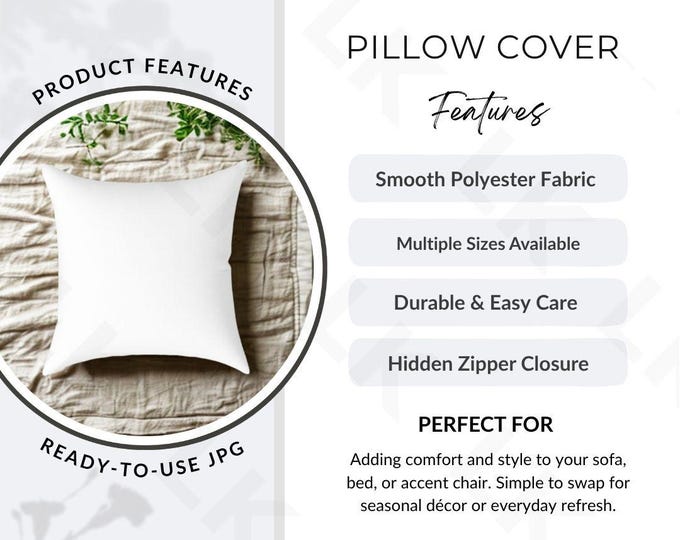 Pillow Cover Features Image | Etsy Listing Graphic (JPG Download)