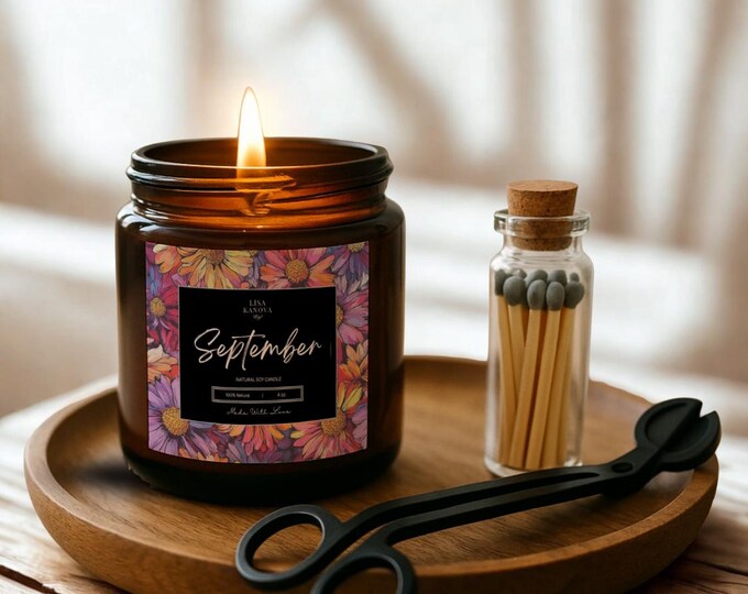 Luxury Candle 3 Piece Gift Set Birth Flower Edition by Lisa Kanova - September Aster