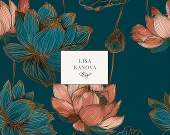 The Garden Before the Rain | Dusty Blue and Rose Floral Seamless Repeat Pattern | Lisa Kanova Surface Design