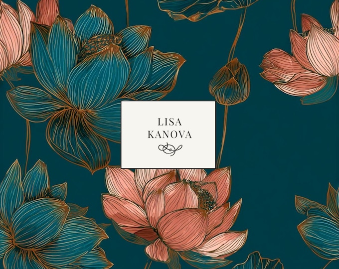 The Garden Before the Rain | Dusty Blue and Rose Floral Seamless Repeat Pattern | Lisa Kanova Surface Design