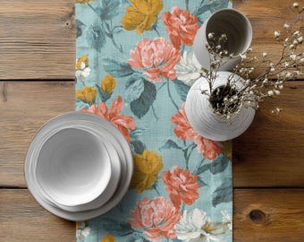 A Late Afternoon in Provence | Cotton Twill Table Runner | Bold Botanical Table Linens by Lisa Kanova