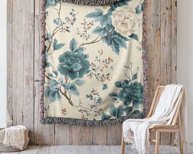 Statement Heirloom Cotton Woven Throw,  A Bold, Curated Textile for Modern Interiors in Beauty in Teal