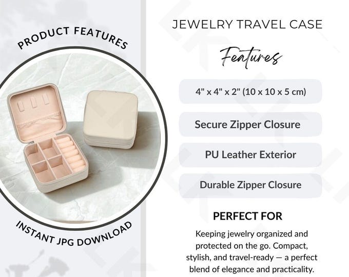 Etsy Listing Photo | Jewelry Travel Case Features Image (JPG Download)