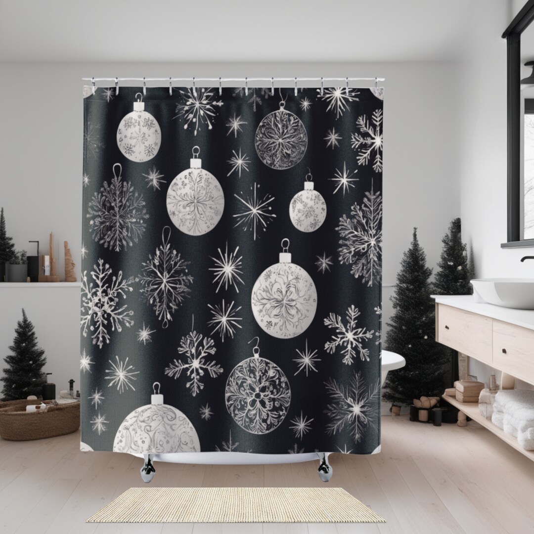 Fancy Elegant Modern Christmas Shower Curtain a Nook and Nova Etsy
