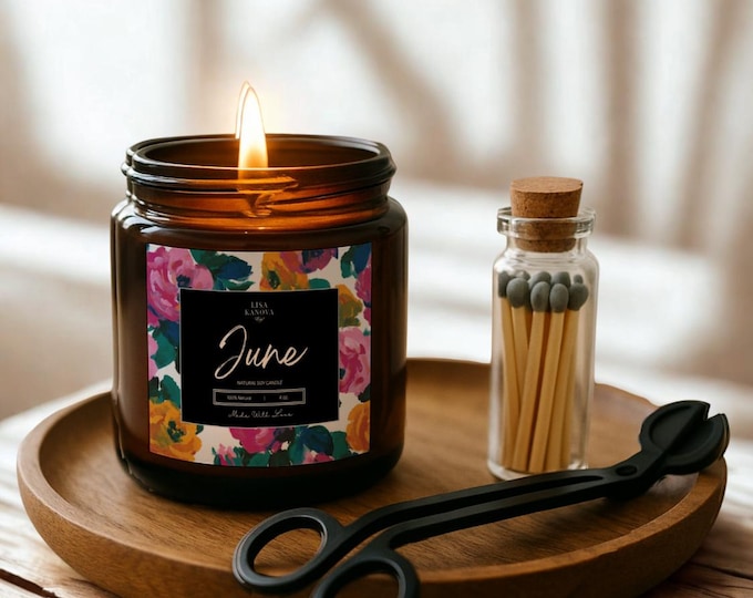 Luxury Candle 3 Piece Gift Set Birth Flower Edition by Lisa Kanova - June Rose