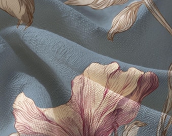 Pima Cotton Vintage Pink Floral Fabric Cotton