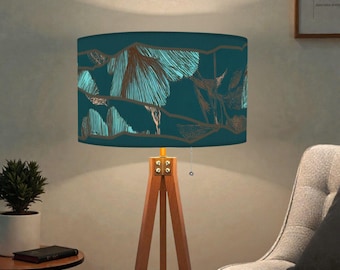 Designer Wood and Linen Tripod Floor Lamp Made in USA by Lisa Kanova