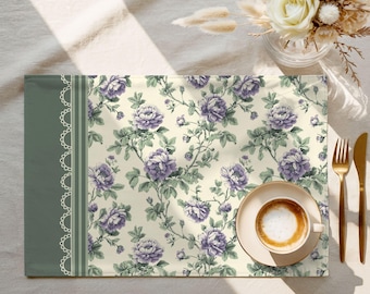 Exclusive Designer Pattern Placemat | 100% Cotton Twill in Delicate Garden