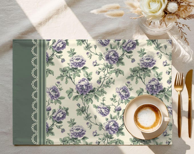 Exclusive Designer Pattern Placemat | 100% Cotton Twill in Delicate Garden