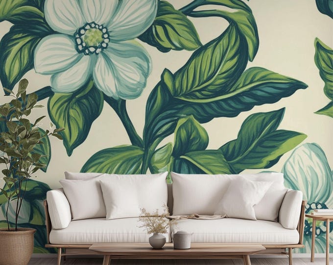 Waltz in the Garden | Wall Mural Digital Download, Large Floral Print File, Bold Home Decor, Interior Design, Maximalist Wall