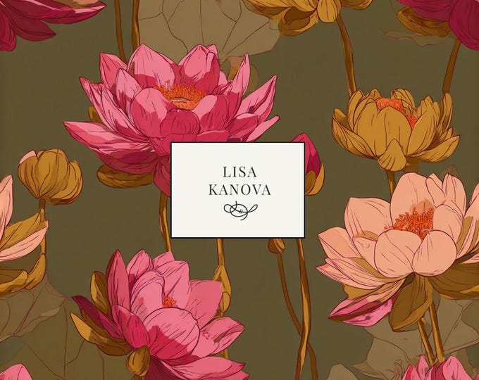 Just Before Sunset | Pink and Ochre Floral Seamless Repeat Pattern | Lisa Kanova Surface Design