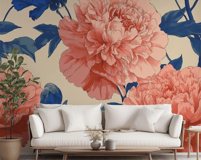 Summer Sunrise at the Chateau | Wall Mural Digital Download, Large Floral Print File, Bold Home Decor, Interior Design, Maximalist Wall