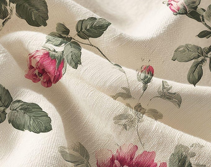 Pima Cotton Fabric, Vintage Garden Toile, Apparel & Home Décor