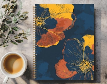 Notebook Hardcover Spiral in Black or Gold by Lisa Kanova 8.5 x 11