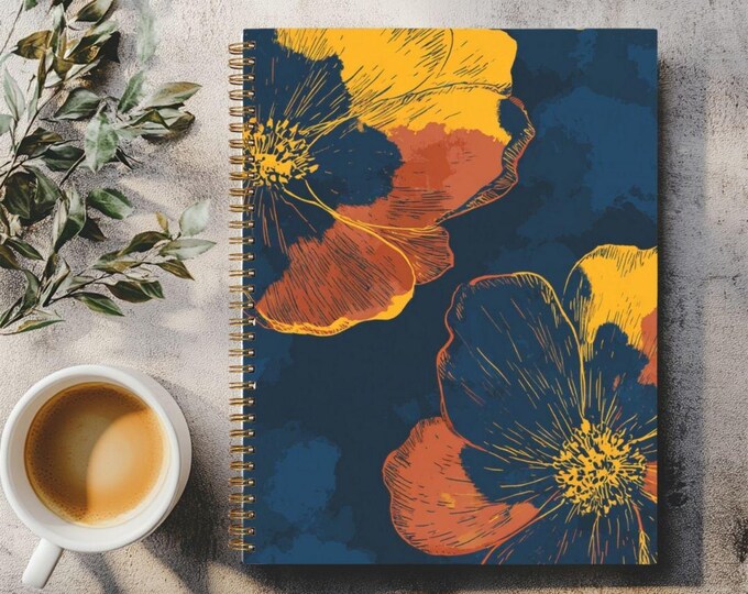 Notebook Hardcover Spiral in Black or Gold by Lisa Kanova 8.5 x 11