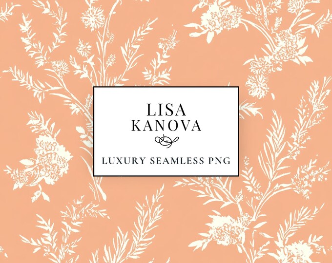 Terracotta Floral Seamless Pattern, Vintage Botanical Print (PNG File)