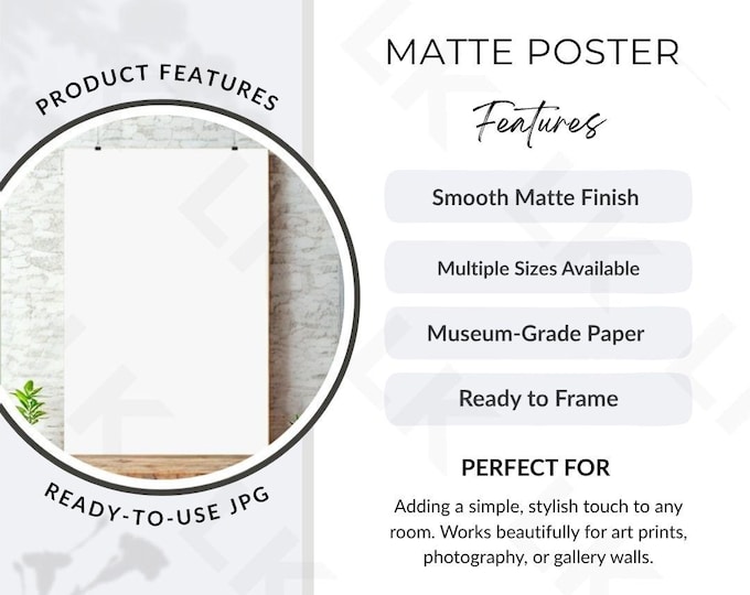 Etsy Listing Photo | Matte Vertical Poster Features Image (JPG Download)