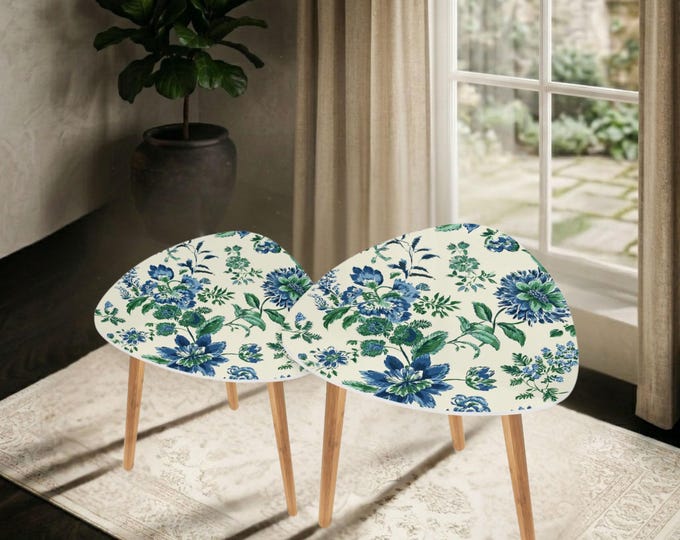 Artisan Triangle Coffee Table Set of 2 (Made in USA) in Garden Fancy at the Seaside