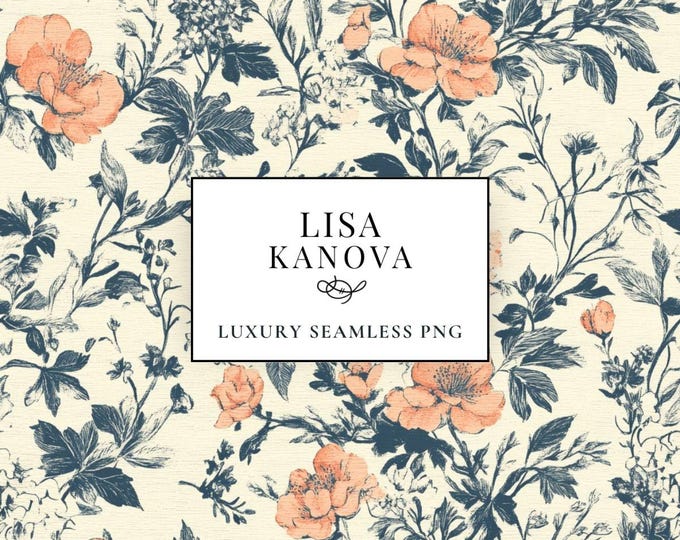 Floral Seamless Pattern – Vintage Textile Design, Commercial Use (PNG Digital Download)