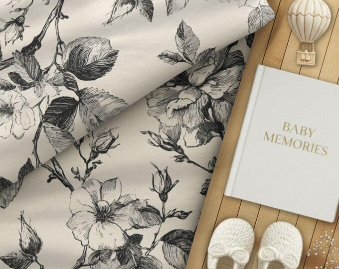 100% Pima Cotton Nursery or Kid's Room Modern Heirloom Floral Fabric