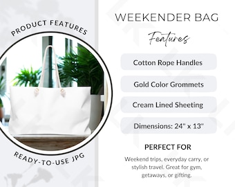 Weekender Bag Features Image | Etsy Listing Photo (JPG Download)