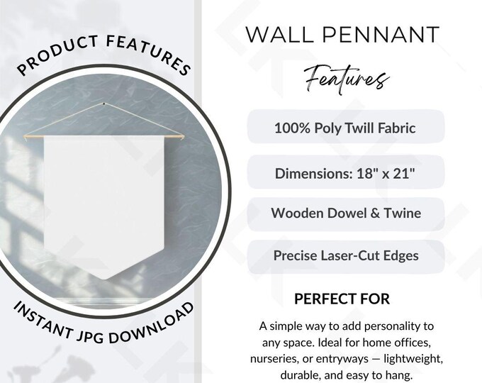 Etsy Listing Photo | Wall Pennant Features Image (JPG Download)