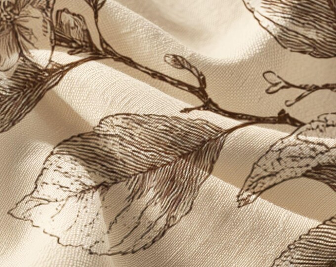 Pima Cotton Vintage Botanical Leaves Fabric