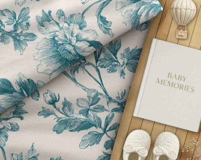 100% Pima Cotton Nursery or Kid's Room Modern Heirloom Floral Fabric