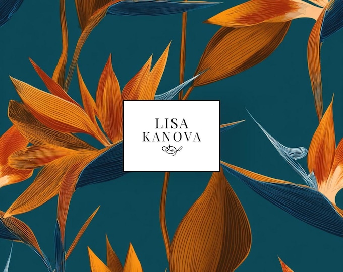 Exclusive License | Orange and Teal Floral Seamless Repeat Pattern | Lisa Kanova Surface Design