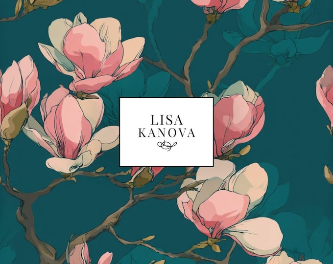 Afternoon Tea in the Parlour | Exclusive License | Pink, Teal and Green Floral Seamless Repeat Pattern | Lisa Kanova Surface Design