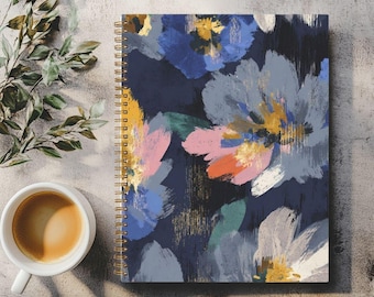 Notebook Hardcover Spiral in Black or Gold by Lisa Kanova 8.5 x 11