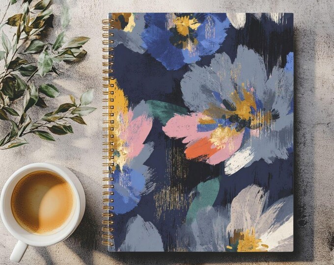 Notebook Hardcover Spiral in Black or Gold by Lisa Kanova 8.5 x 11