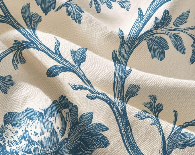Pima Cotton Fabric, Blue Garden Toile, Apparel & Home Decor