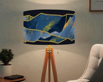 Designer Wood and Linen Tripod Floor Lamp Made in USA by Lisa Kanova