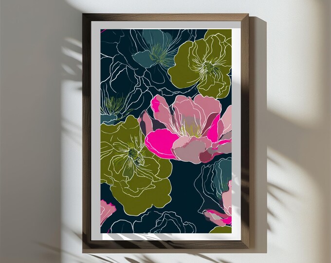 Oversized Floral Wall Art Print – Modern Flower Design (Digital Download)