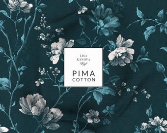 100% Pima Cotton for Sewing, Apparel & Home Décor in Deepwater Reverie from The Heritage Toile Collection