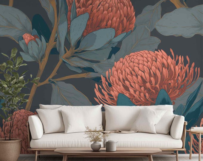 Just Before Nightfall | Wall Mural Digital Download, Large Floral Print File, Bold Home Decor, Interior Design, Maximalist Wall