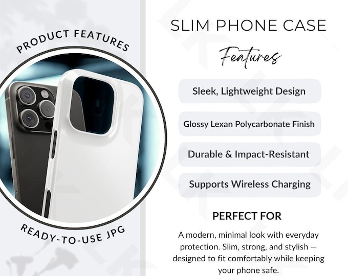 Etsy Listing Photo | Slim Phone Case Features Image (JPG Download)
