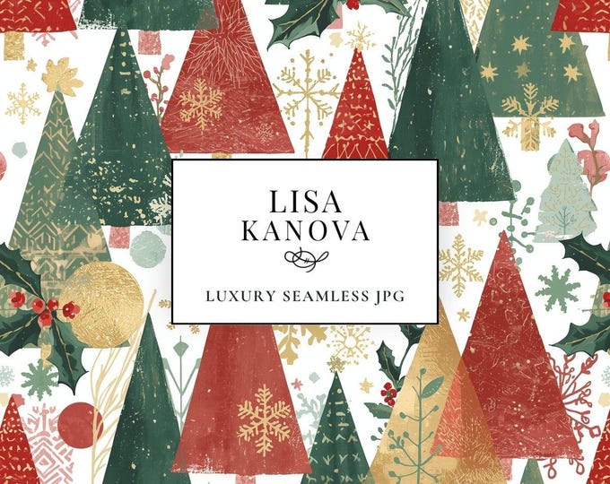 Holiday Seamless Pattern: Modern Style, Luxury Fabric Design (JPG Digital Download)