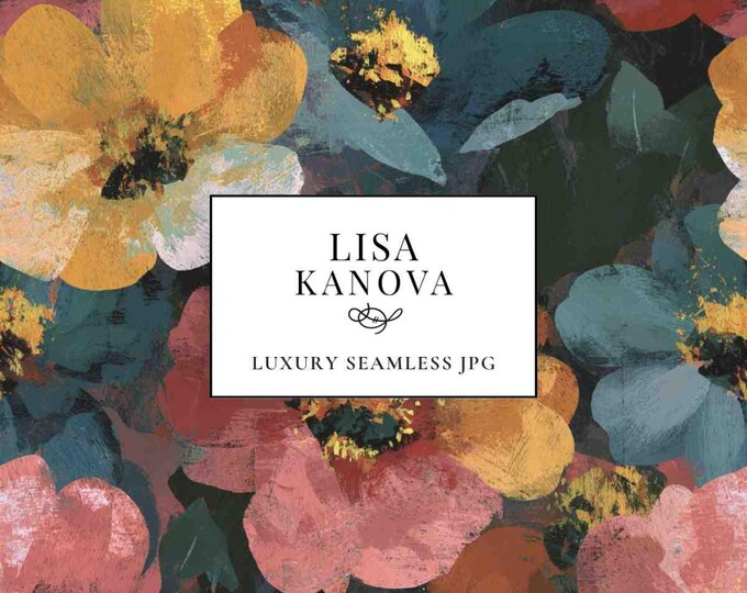 Floral Seamless Pattern: Modern Style, Luxury Designer (JPG Digital Download)