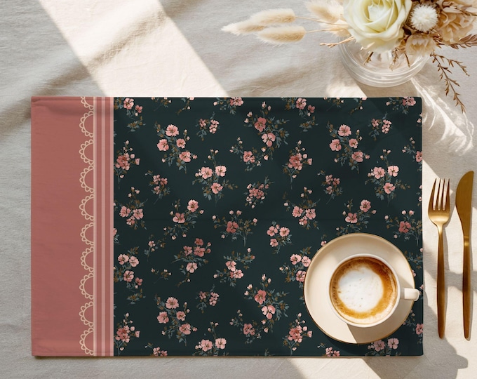 Exclusive Designer Pattern Placemat | 100% Cotton Twill in Evening Garden